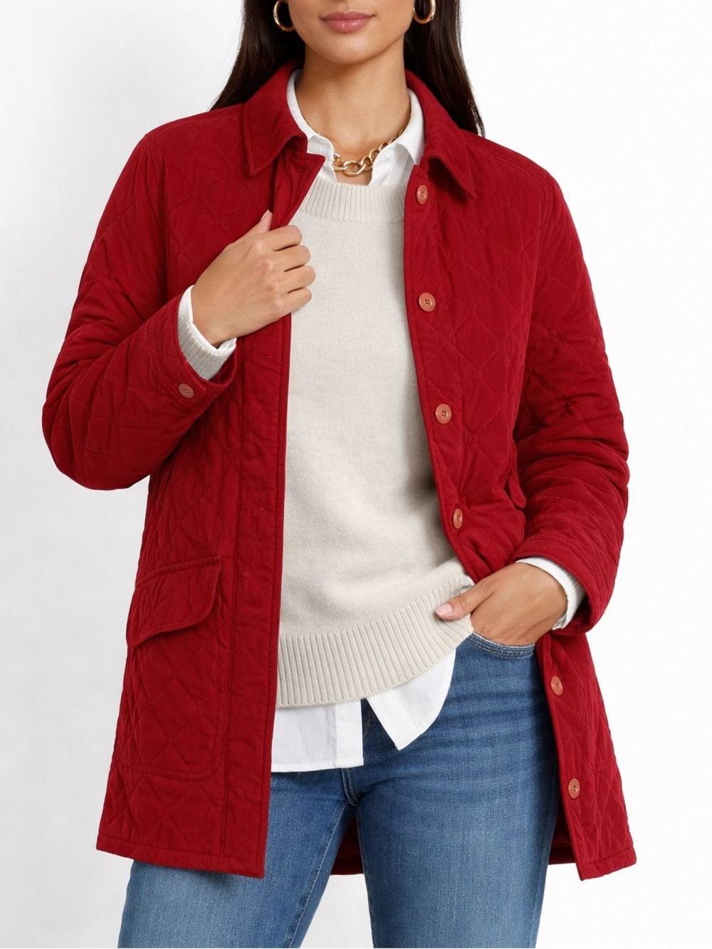 Facconable Red Quilted Jacket XS City Chic - Picture 14 of 14